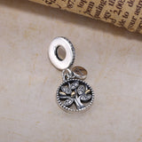 Family Tree Dangle 925 Sterling Silver Pendant Heritage Charm With Zircon