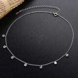 925 Silver CZ Crystal Charms Choker Necklace Gift For Women