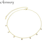 925 Silver CZ Crystal Charms Choker Necklace Gift For Women