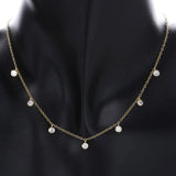 925 Silver CZ Crystal Charms Choker Necklace Gift For Women