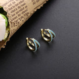925 Silver CZ Turquoise Moon Hoop Earring Colorful Double Hoop Women Jewelry