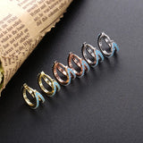 925 Silver CZ Turquoise Moon Hoop Earring Colorful Double Hoop Women Jewelry