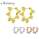925 Silver Crystal Flower Hoop Earrings Vintage Jewelry Women