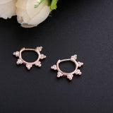 925 Silver Crystal Flower Hoop Earrings Vintage Jewelry Women