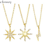 925 Silver Lightning Star Pendant Crystal Necklace for Women