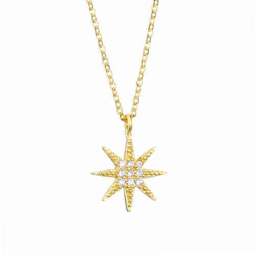 925 Silver Lightning Star Pendant Crystal Necklace for Women