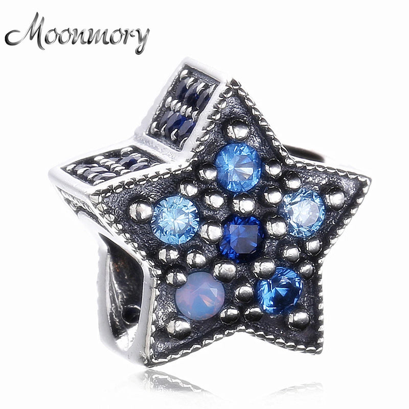 Star 925 Silver Crystal Charm Bead for Bracelet DIY Jewelry Gift