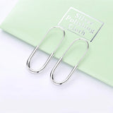 925 Sterling Silver Paper Clips Shape Earrings For Women Wedding Party