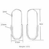 925 Sterling Silver Paper Clips Shape Earrings For Women Wedding Party