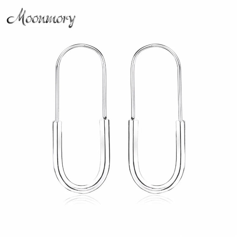 925 Sterling Silver Paper Clips Shape Earrings For Women Wedding Party
