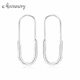 925 Sterling Silver Paper Clips Shape Earrings For Women Wedding Party