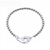 925 Silver Handcuff Bracelet for Women - Beads Chain Menottes