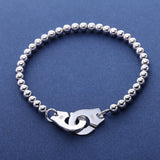 925 Silver Handcuff Bracelet for Women - Beads Chain Menottes
