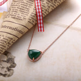 925 Silver Love Heart Pendant Necklace Green Stone Chain for Women