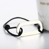 Adjustable S925 Sterling Silver Rectangle Bracelet with Rope for Women and Men