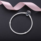 925 Silver Heart Lock Bracelet Clear Zircon Women Jewelry 16-21CM