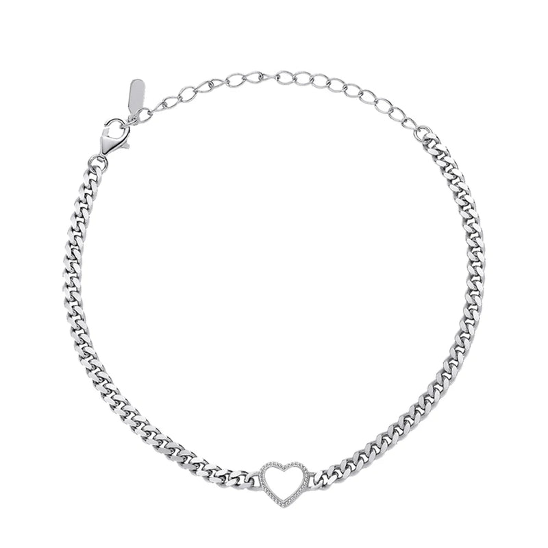 925 Silver Love Bracelet Enamel Heart Charm Chain Women Jewelry