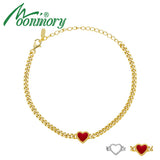 925 Silver Love Bracelet Enamel Heart Charm Chain Women Jewelry