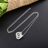 Silver 925 Handcuffs Lock Pendant CZ Neck Chain for Women And Men