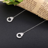 Silver 925 Handcuffs Lock Pendant CZ Neck Chain for Women And Men