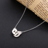 Silver 925 Handcuffs Lock Pendant CZ Neck Chain for Women And Men
