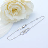 925 Silver Thin Bracelets Paperclip Bracelet Clear Zircon CZ Women Jewelry
