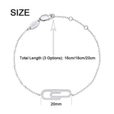 925 Silver Thin Bracelets Paperclip Bracelet Clear Zircon CZ Women Jewelry