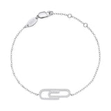 925 Silver Thin Bracelets Paperclip Bracelet Clear Zircon CZ Women Jewelry