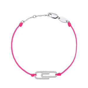 Hot Pink String Bracelet 925 Silver CZ Paperclip Pink Line