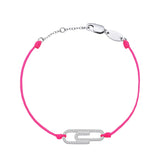 Hot Pink String Bracelet 925 Silver CZ Paperclip Pink Line