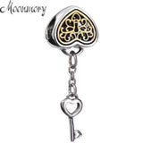 Heart Lock 925 Silver Charm Bead for Bracelet DIY Jewelry Making