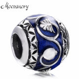 925 Sterling Silver Leaves Enamel Beads Charm for Bracelets