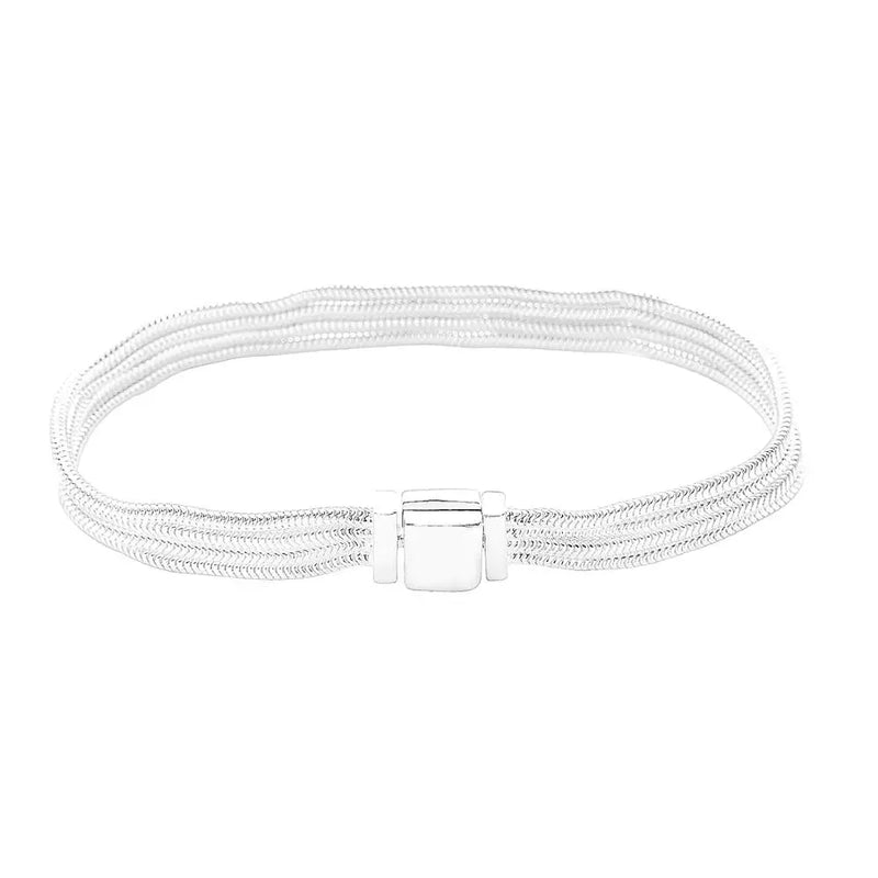 925 Silver Reflexions Snake Chain Charm Bracelet For Women