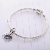 925 Silver Love Heart Charms Pendant With Red Zircon