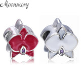 Orchid Charm 925 Sterling Silver Flower Bead for Bracelet DIY Jewelry