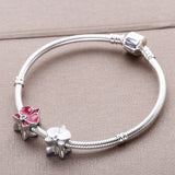 Orchid Charm 925 Sterling Silver Flower Bead for Bracelet DIY Jewelry