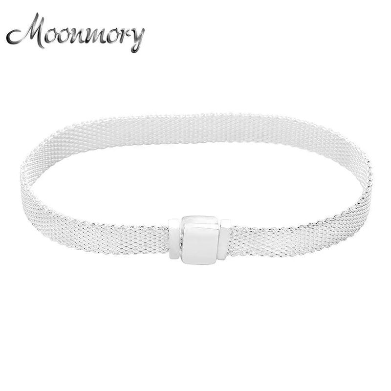 925 Silver Woven Mesh Bracelet for Charms Beads, Women Jewelry