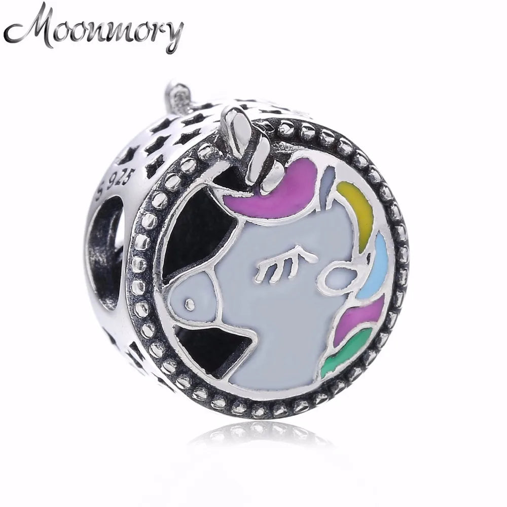 925 Silver Beads Enamel Charms for Snake Bracelet Women Jewelry