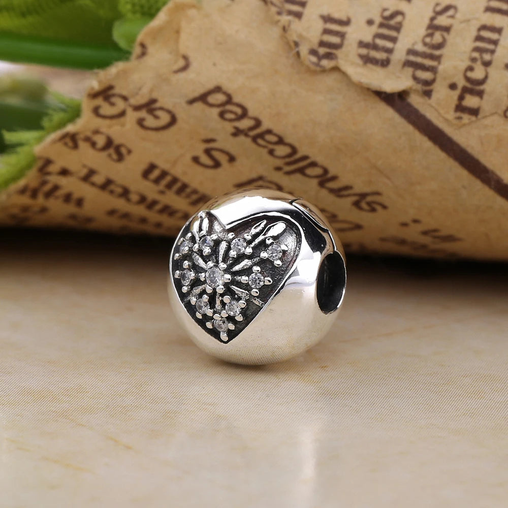925 Silver Heart Snowflake Clip Beads for Charms Bracelets