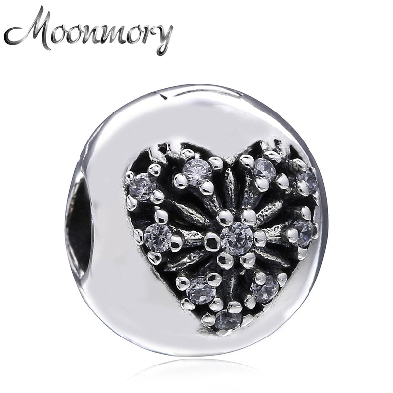 925 Silver Heart Snowflake Clip Beads for Charms Bracelets