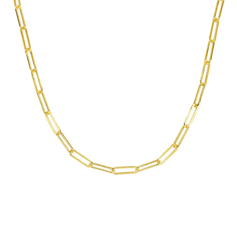 925 Silver Plated Paper Clip Chain Necklace Long Classic Jewelry