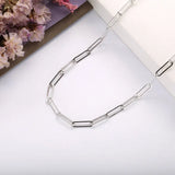 925 Silver Plated Paper Clip Chain Necklace Long Classic Jewelry
