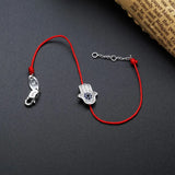925 Silver Palm Red Rope Bracelet Women Silver Chain Jewelry Christmas Gift