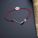 925 Silver Palm Red Rope Bracelet Women Silver Chain Jewelry Christmas Gift