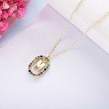 925 Silver 26 Letter Pendant Necklace Colorful Zircon CZ Women Jewelry