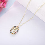 925 Silver 26 Letter Pendant Necklace Colorful Zircon CZ Women Jewelry