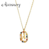 925 Silver 26 Letter Pendant Necklace Colorful Zircon CZ Women Jewelry