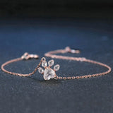 925 Silver Bear's Paw Rose Bracelet Resizable Women Romantic