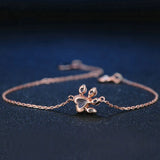 925 Silver Bear's Paw Rose Bracelet Resizable Women Romantic