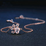925 Silver Bear's Paw Rose Bracelet Resizable Women Romantic